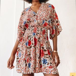 Amaze White Floral Print Mini Dress size medium